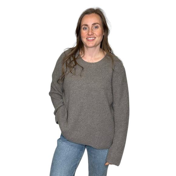 BANANA REPUBLIC Relaxed Ribbed Mink Heather Gray Cashmere Pullover Sweater XL - Picture 7 of 9